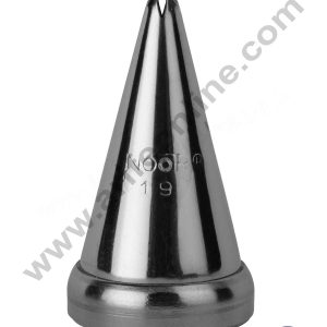 CAKE DECORβ’ Medium Noor Nozzle - No. 19 Four Star Ribbon Design Piping Nozzle with Collar Ring