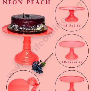 CAKE DECOR™ Adjustable Plastic Cake Stand | Cupcake Stand | Display Stand - Neon Peach