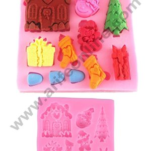 Cake Decor Silicon 7 Cavity Christmas Design Santa Clause Silicone Fondant Mold Marzipan Mould