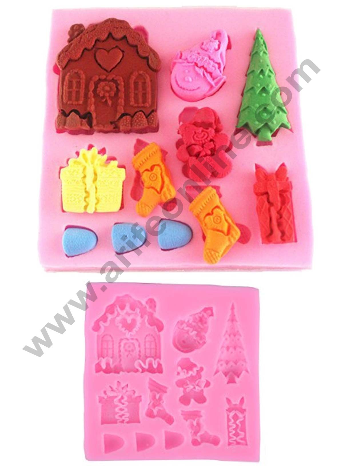 Cake Decor Silicon 7 Cavity Christmas Design Santa Clause Silicone Fondant Mold Marzipan Mould