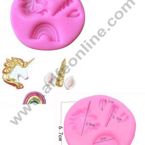 Cake Decor Silicon Unicorn Face and Rainbow Fondant Sugar Paste Mould Clay Mould Marzipan Mould