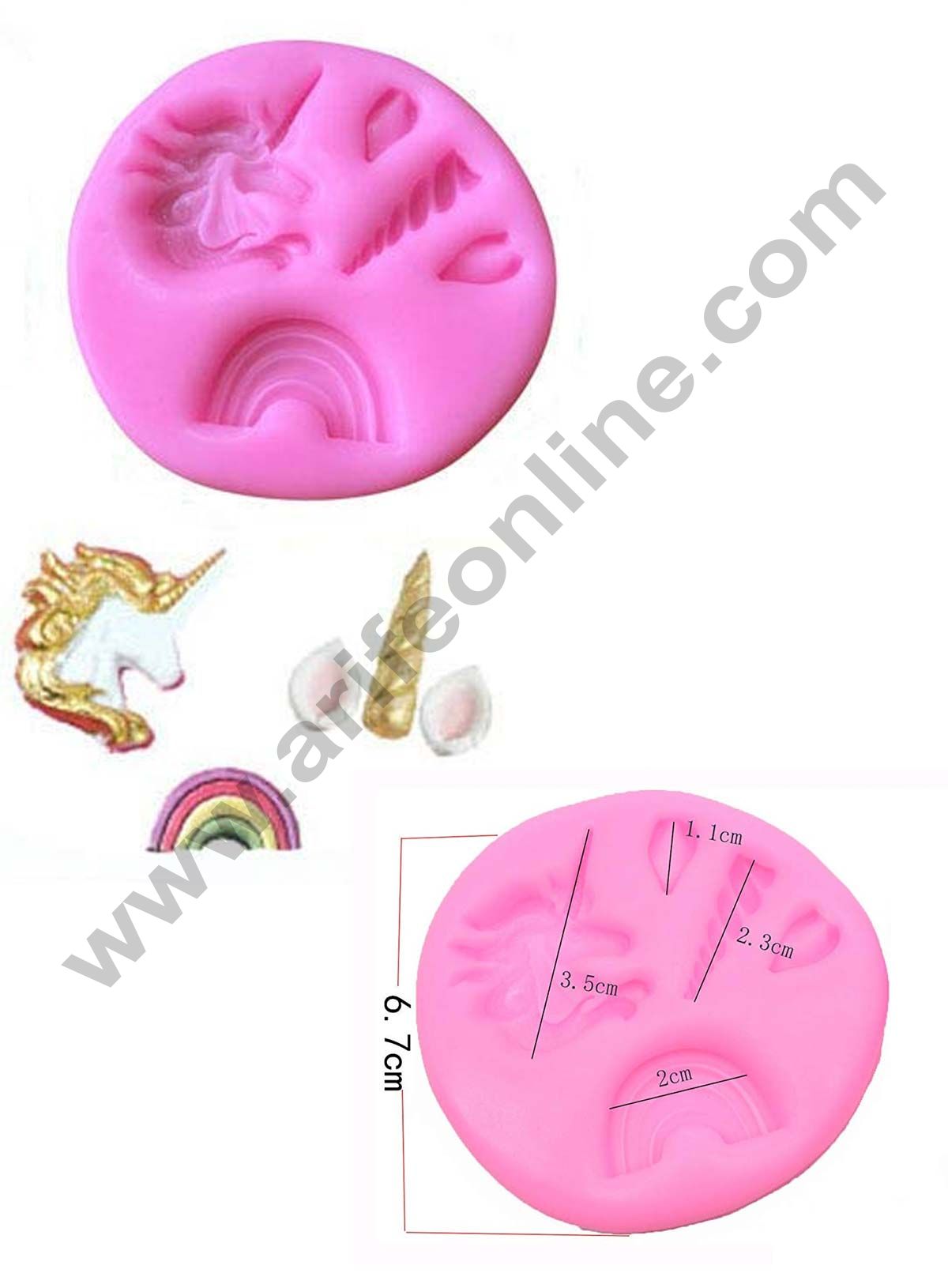 Cake Decor Silicon Unicorn Face and Rainbow Fondant Sugar Paste Mould Clay Mould Marzipan Mould