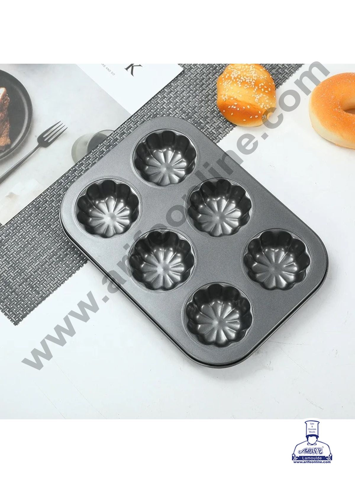 Cake Decorβ’ Non-Stick Flower Muffin Pan β 6-Cavity Premium Bakeware