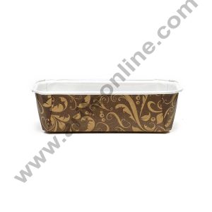 Novacart Bake & Serve Paper Baking Mould By Cake Decor - Brown Light Golden Desgin Plum Cake Mold 10 Pcs