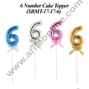 CAKE DECORβ’ Plastic Balloon Style 6 Number Cake Topper - 1 Piece