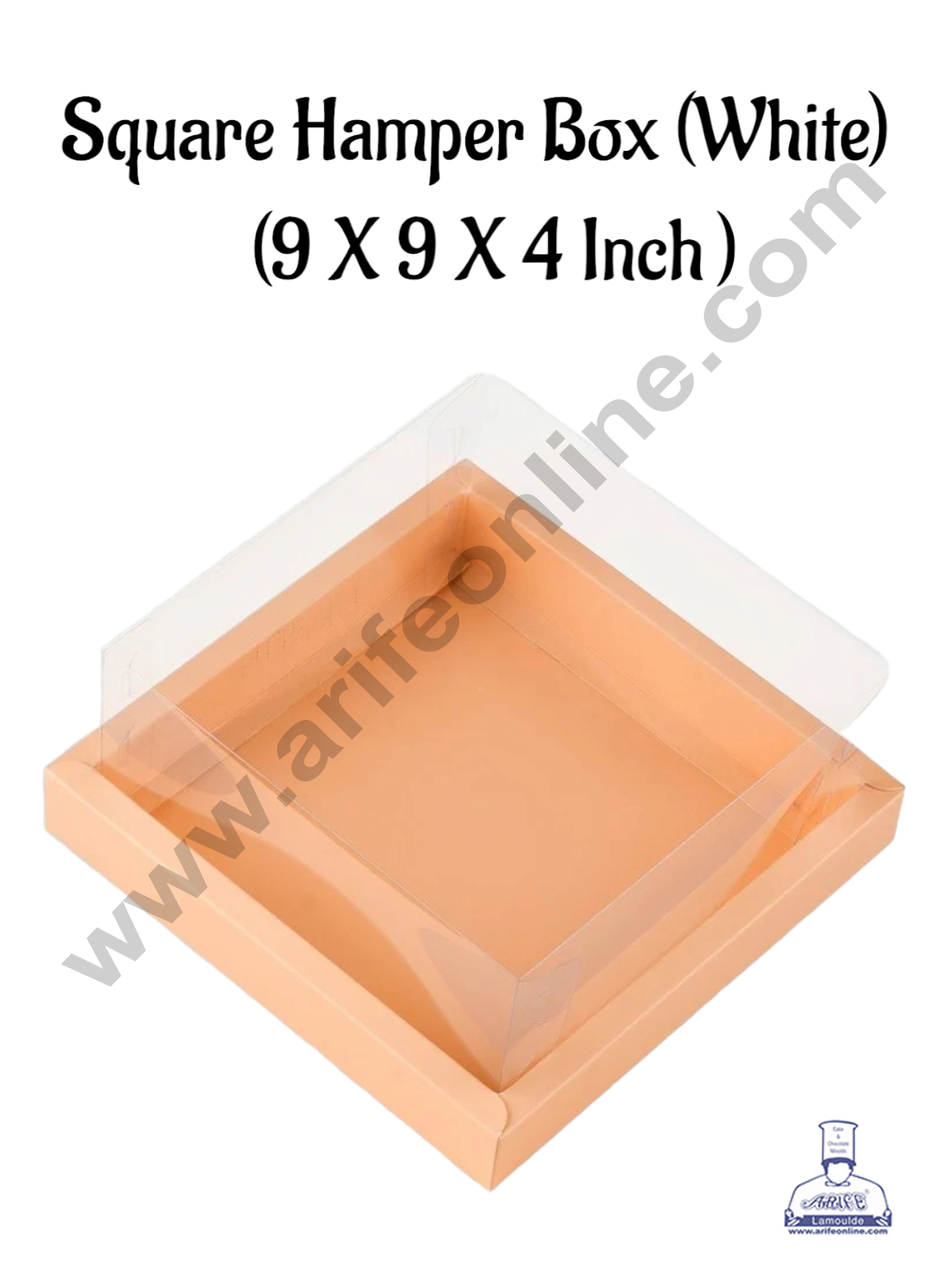 CAKE DECORβ’ Square Hamper Box In Orange Colour With Transparent Lid | Gift Box | Present Box - (1 Pcs)