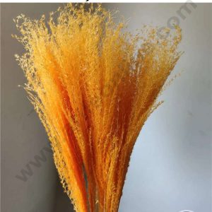CAKE DECOR™ Orange Color Preserved Dried Pampas Grass For Cake Decoration Bouquet Wedding Party Centerpieces Decorative – Orange (15 Sticks)