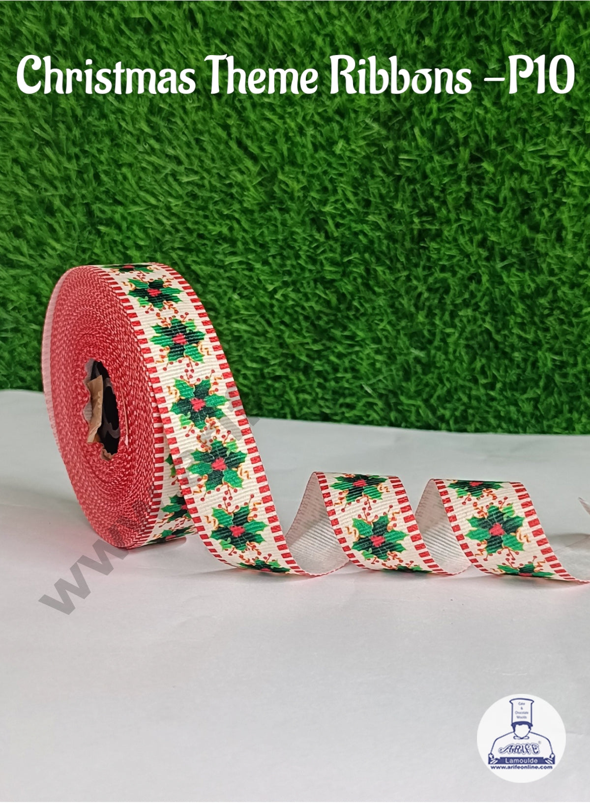 CAKE DECORβ’ 1 Roll Christmas Theme Ribbons | Gift Wrapping | Hamper Decoration ( SBR-CH-P10 )