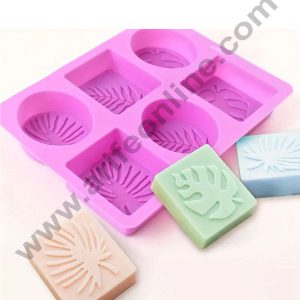 CAKE DECOR™ 6 Cavity Square Oval Shape Palm Leaf Silicone Chocolate Mould (SBLBM-1124)