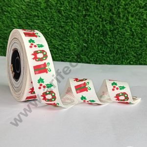 CAKE DECOR™ 1 Roll Christmas Theme Ribbons | Gift Wrapping | Hamper Decoration ( SBR-CH-P8 )