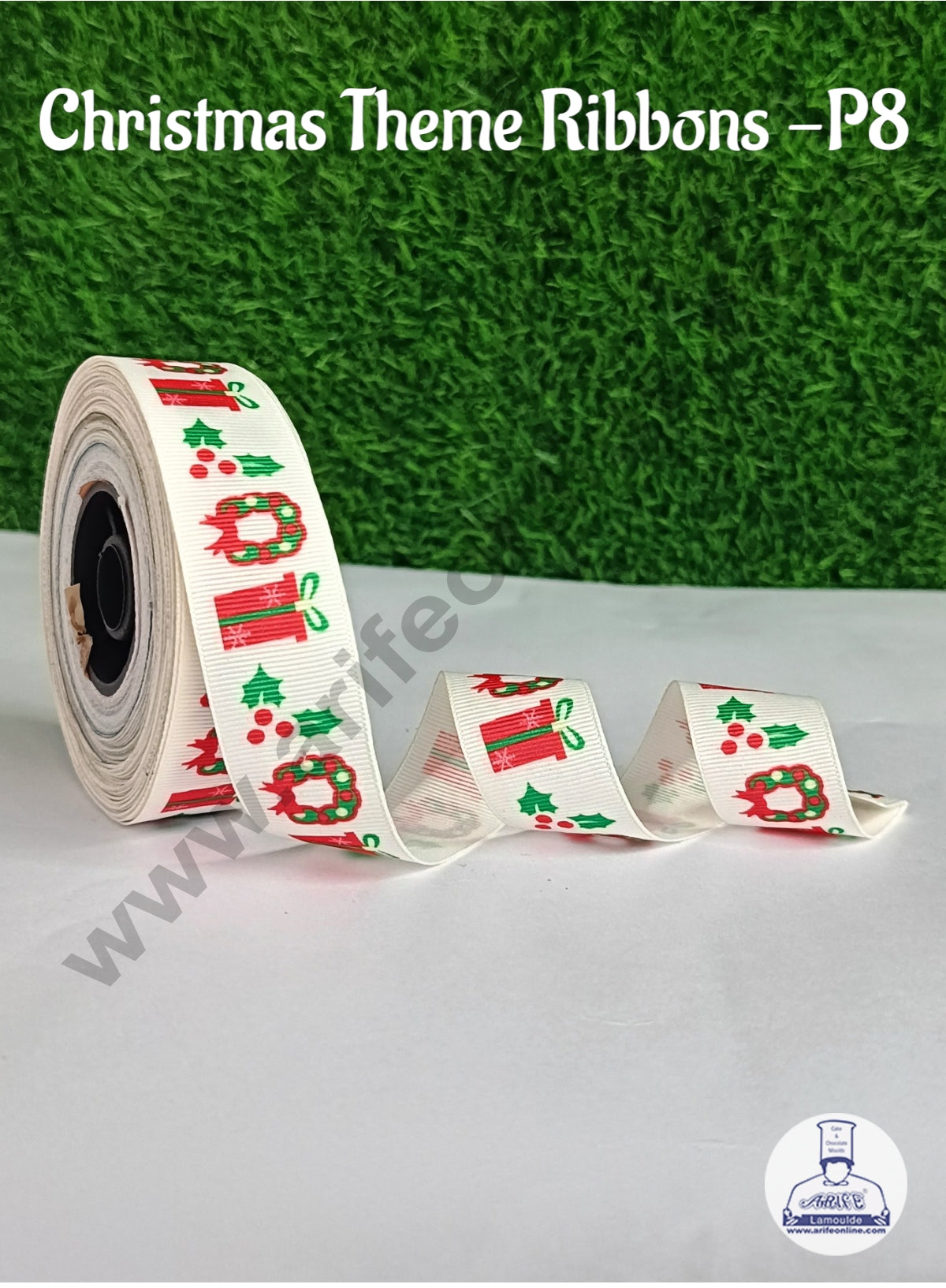 CAKE DECORβ’ 1 Roll Christmas Theme Ribbons | Gift Wrapping | Hamper Decoration ( SBR-CH-P8 )