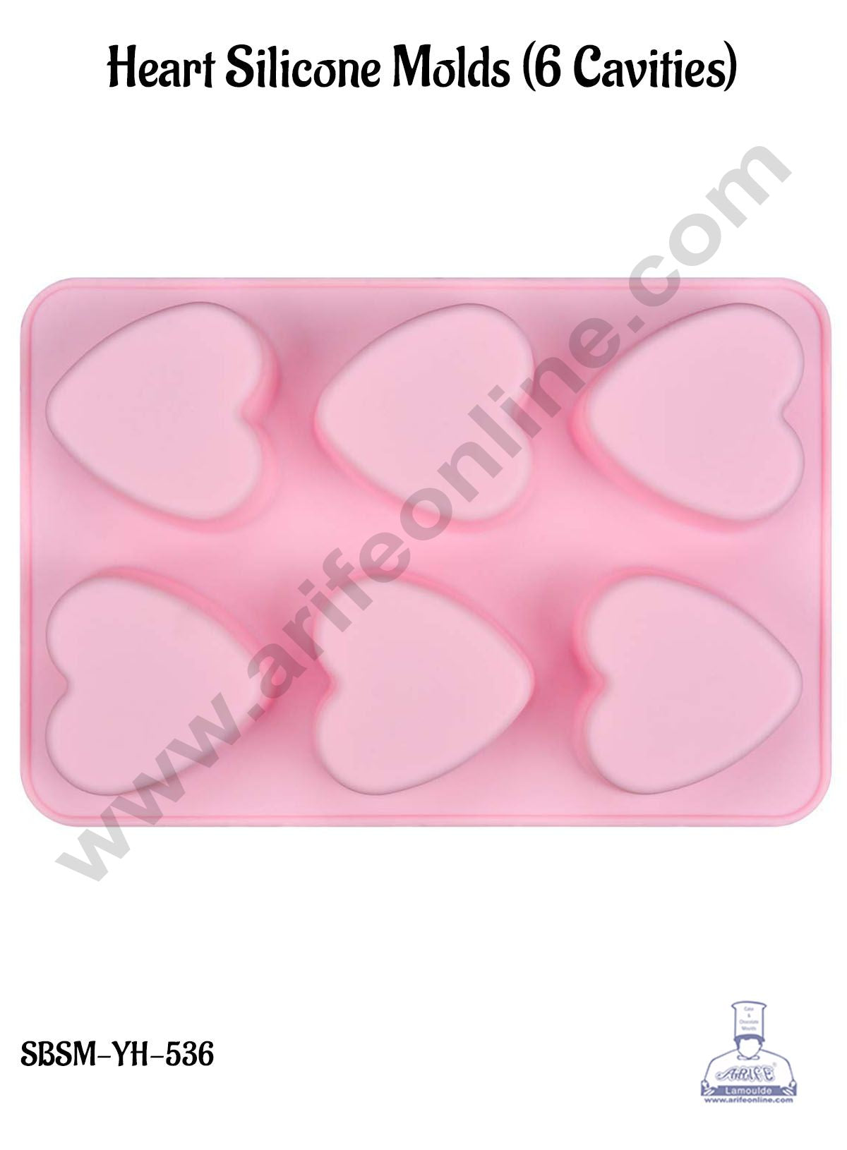 CAKE DECOR™ 6 Cavity Heart Shape Silicone Chocolate Mould | Soap, Resin, Candle and Muffin Mould.