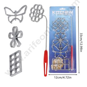 CAKE DECOR™ Dough shape HWOROST wafer baking pan Spreewald loops rosette waffle iron 2cm Set of 4 (SBCT-YD-6)