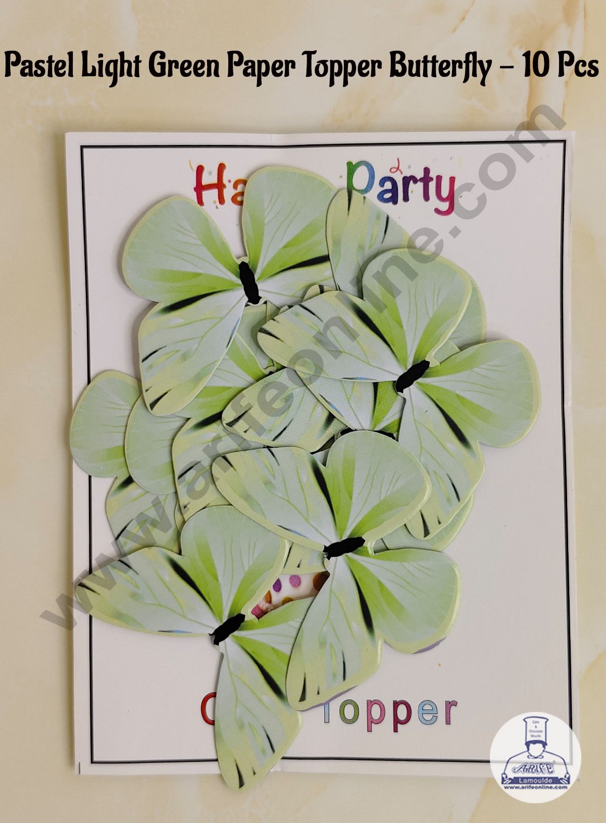 CAKE DECORβ’ 10 Pc Pastel Light Green Colour Butterfly Paper Topper For Cake And Cupcake Decoration