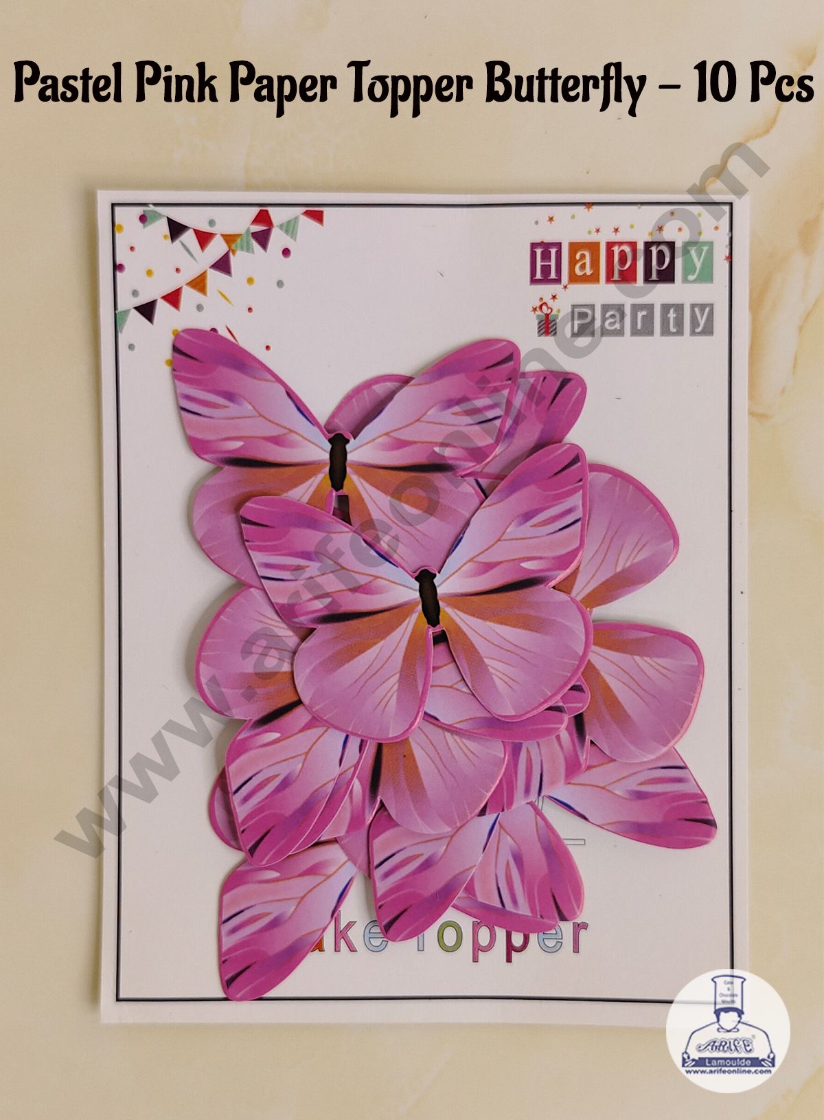 CAKE DECORβ’ 10 Pc Pastel Pink Colour Butterfly Paper Topper For Cake And Cupcake Decoration