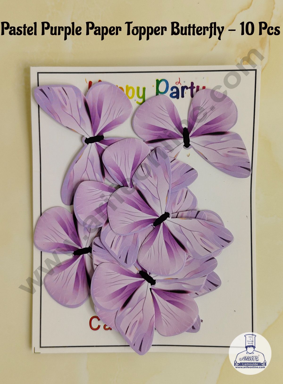 CAKE DECOR™ 10 Pc Pastel Purple Colour Butterfly Paper Topper For Cake And Cupcake Decoration