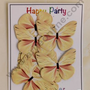 CAKE DECORβ’ 10 Pc Pastel Yellow Colour Butterfly Paper Topper For Cake And Cupcake Decoration