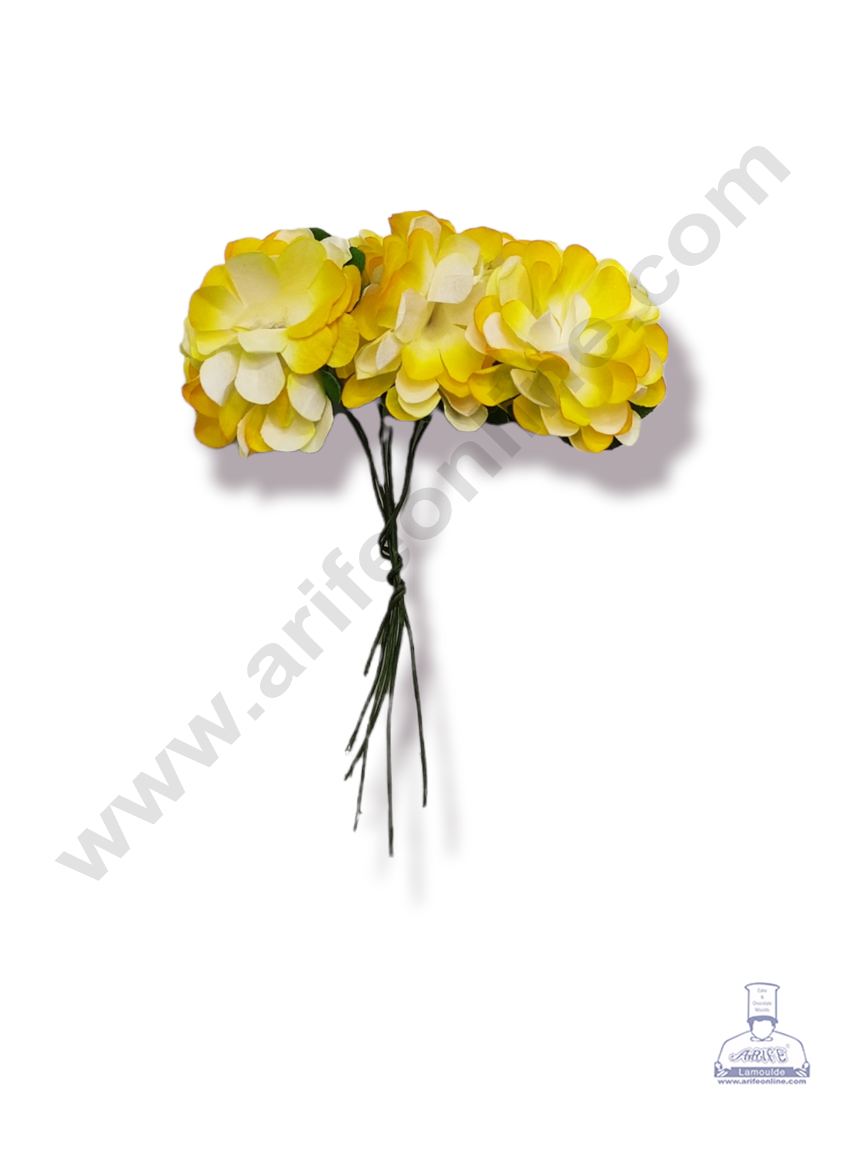 Cake Decorβ’ 6 Pcs Small Paper Flower β Yellow