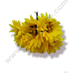 Cake Decorβ’ Medium Sunflower With Pollen Bunch of 6 Pcs β Yellow