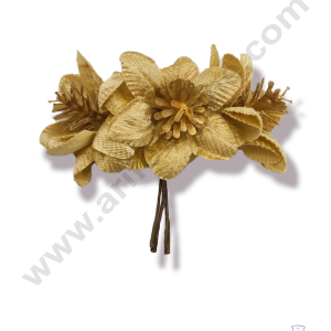 Cake Decor™  3 Pcs Big Velvet Blossom With Gold Gypsy – Gold