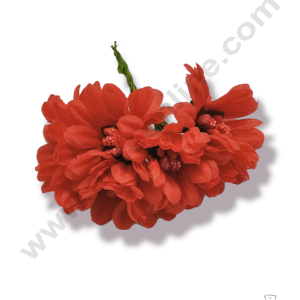 Cake Decorβ’ Medium Sunflower With Pollen Bunch of 6 Pcs β Red