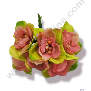 Cake Decorβ’ Medium Leaf Flowers With Pollen Bunch of 6 Pcs β Baby Pink