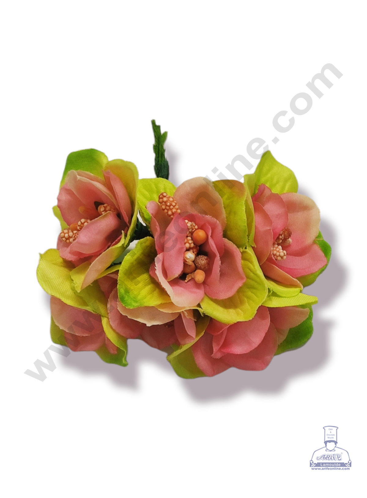 Cake Decorβ’ Medium Leaf Flowers With Pollen Bunch of 6 Pcs β Baby Pink