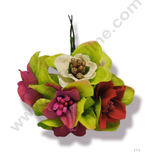 Cake Decor™  Medium Leaf Flowers  With Pollen Bunch of  6 Pcs – Multi Color