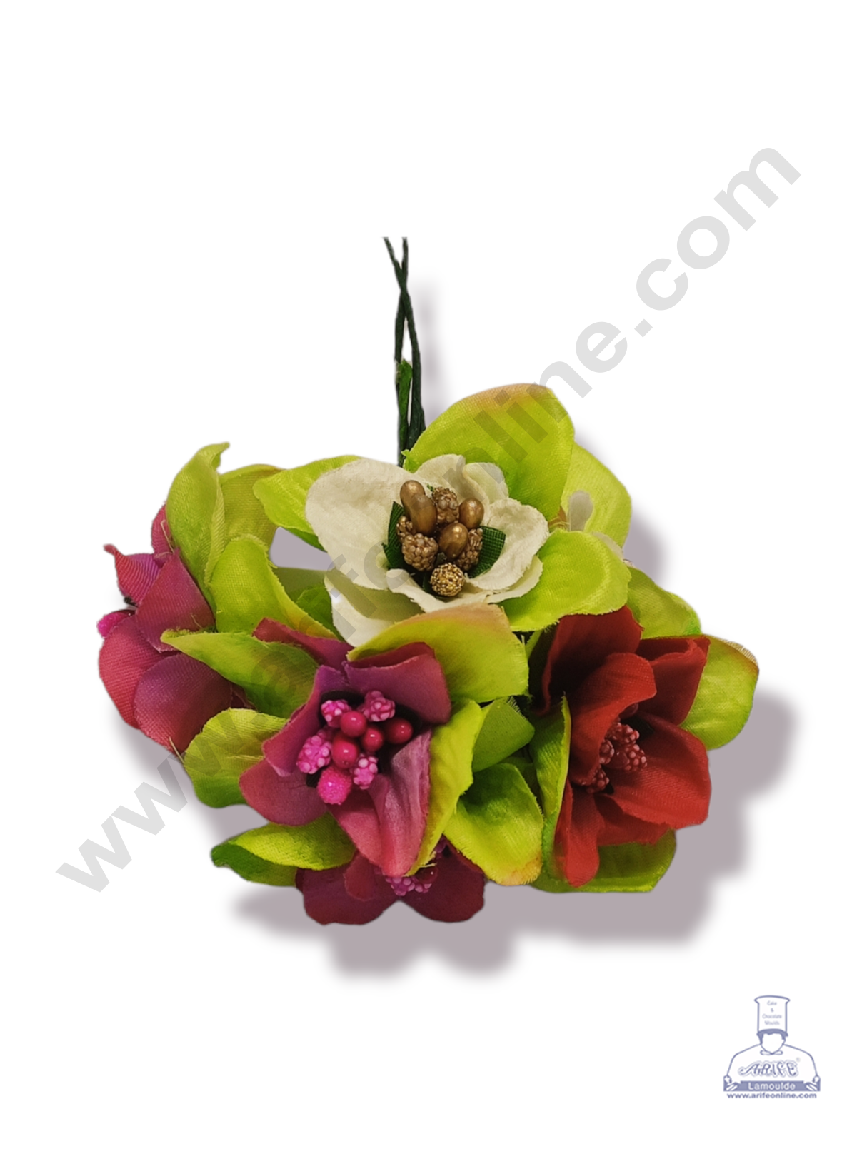 Cake Decorβ’ Medium Leaf Flowers With Pollen Bunch of 6 Pcs β Multi Color