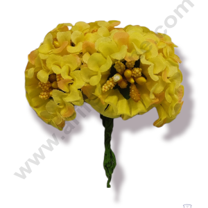 Cake Decor™  Medium Marigold Flower With Pollen Bunch of 6 Pcs – Yellow