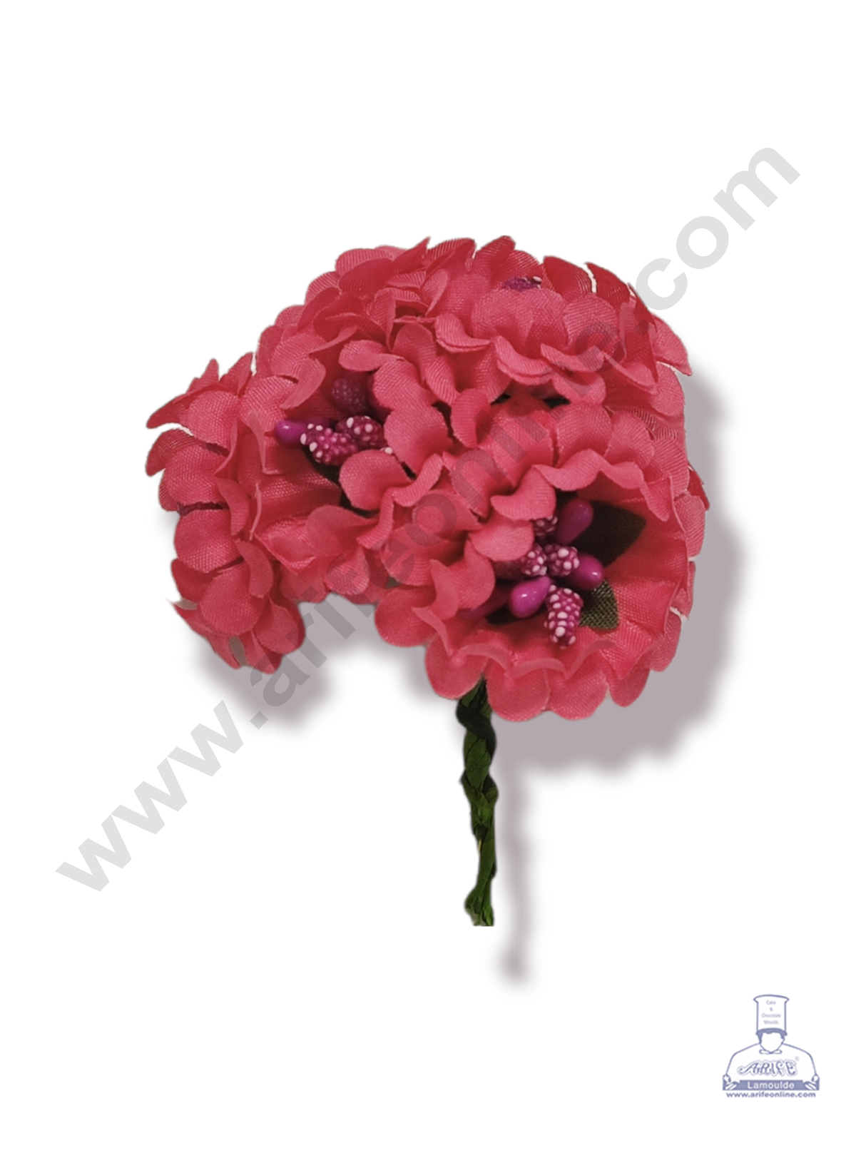 Cake Decor™ Medium Marigold Flower With Pollen Bunch of 6 Pcs – Dark Pink