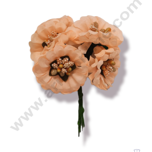 Cake Decor™  Medium Marigold Flower With Pollen Bunch of 6 Pcs – Peach