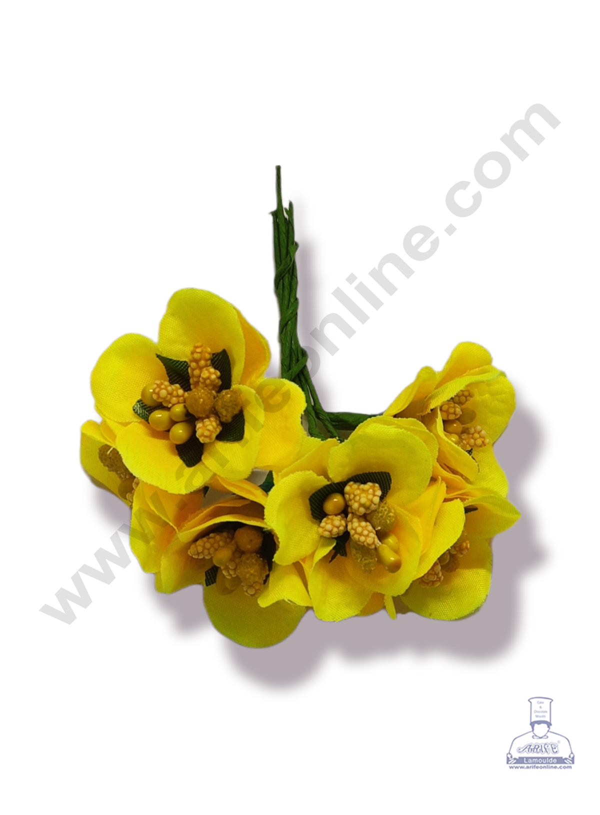 Cake Decorβ’ Medium Blossom Flower With Pollen Bunch of 6 Pcs β Yellow