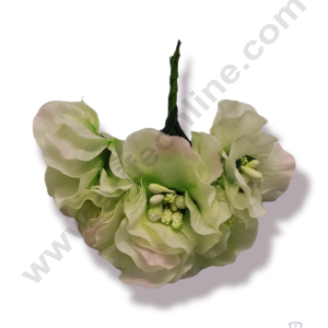 Cake Decorβ’ Medium Blossom Flower With Pollen Bunch of 6 Pcs β White With Pink Shadow