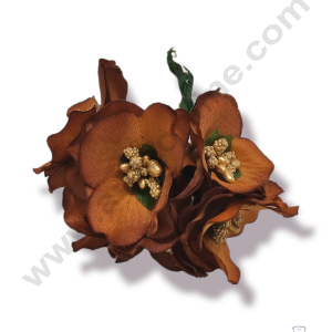 Cake Decorβ’ Medium Blossom Flower With Pollen Bunch of 6 Pcs β Brown