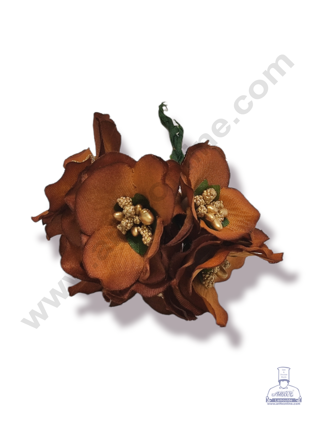 Cake Decorβ’ Medium Blossom Flower With Pollen Bunch of 6 Pcs β Brown