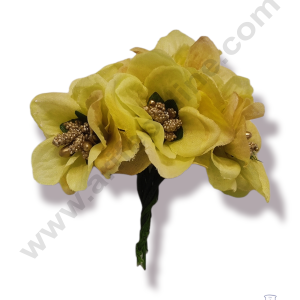 Cake Decorβ’ Medium Blossom Flower With Pollen Bunch of 6 Pcs β Light Yellow