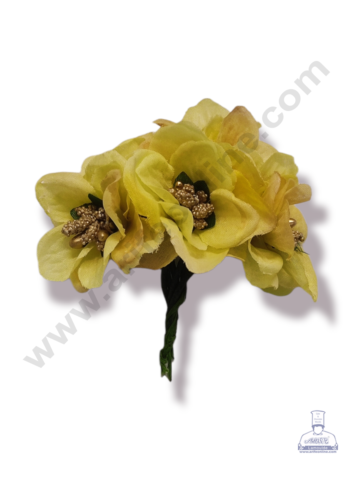 Cake Decorβ’ Medium Blossom Flower With Pollen Bunch of 6 Pcs β Light Yellow