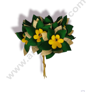 Cake Decor™  5 Petal Star Flower With Gold Bead Bunch of 6 Pcs – Yellow Green & Golden Petal