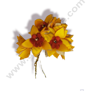 Cake Decor™  5 Petal Star Flower With Gold Bead Bunch of 6 Pcs – Red Sunset Yellow & Golden Petal
