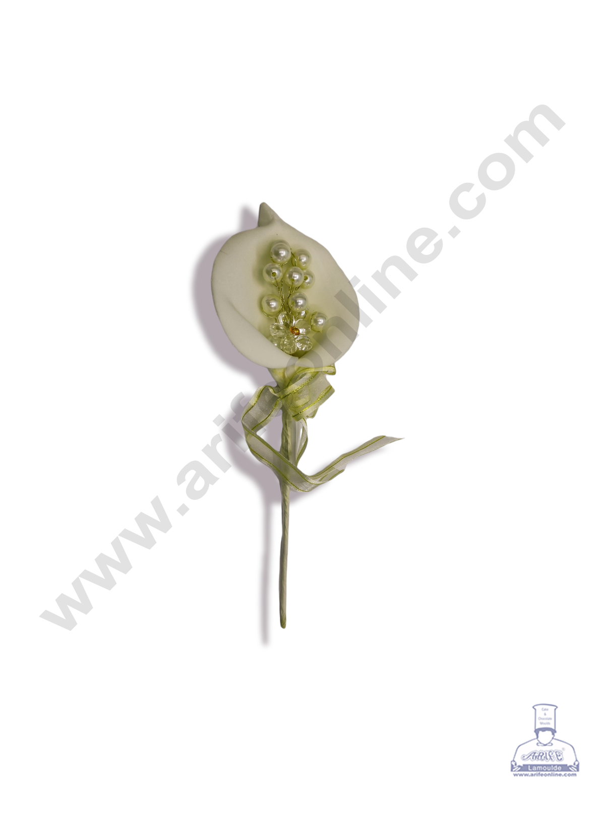 Cake Decorβ’ 1 Pc Big Foam Arum Lilly With Beads β Light Gold