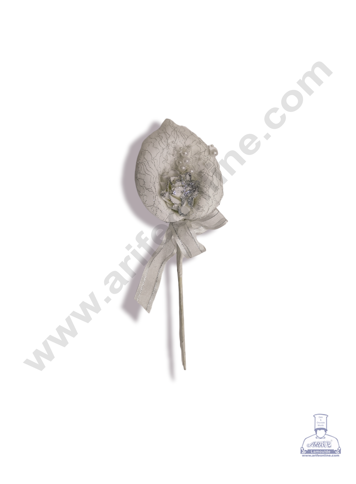 Cake Decorβ’ 1 Pc Big Foam Arum Lilly With Glitter Rose β White