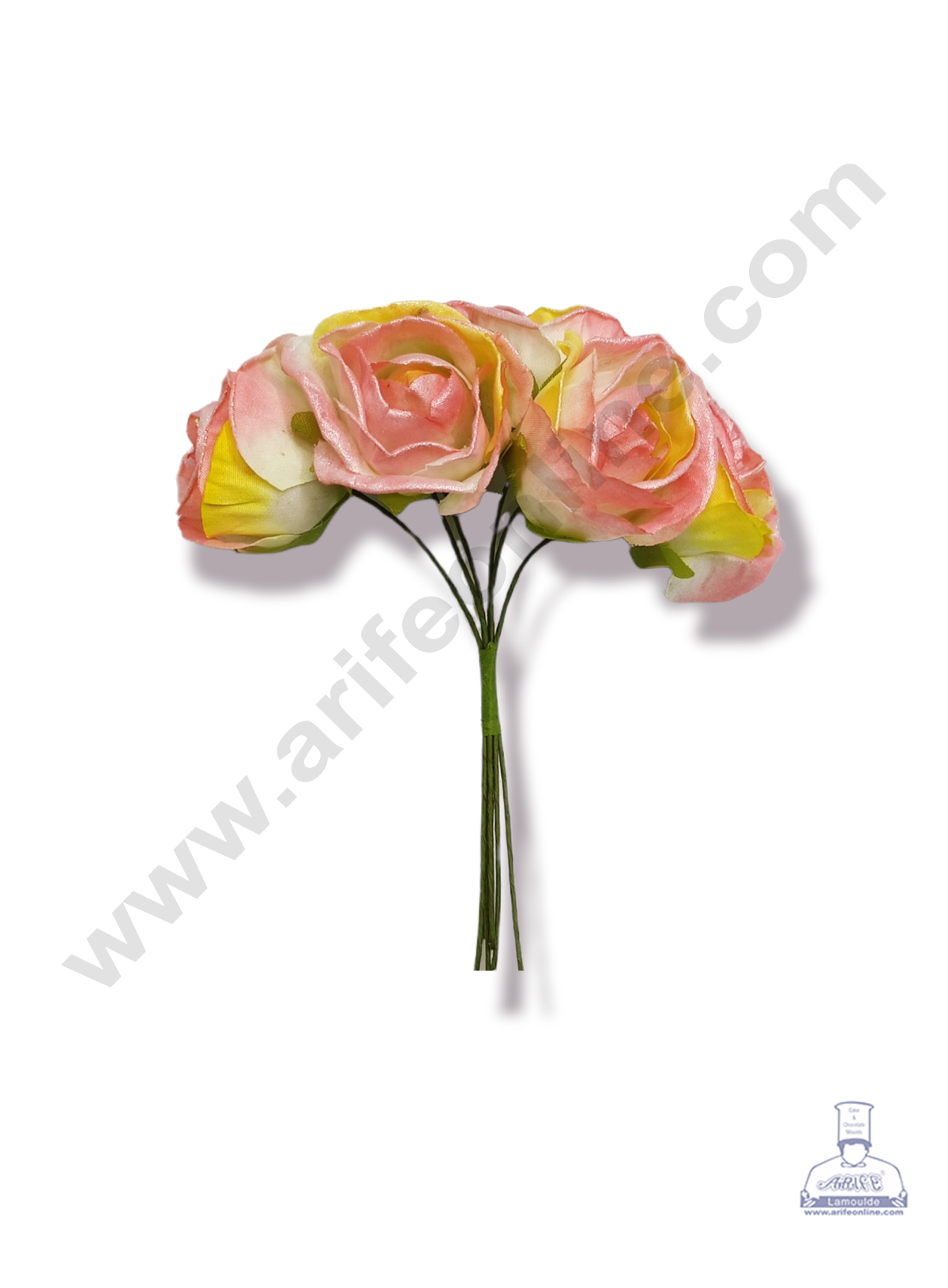 Cake Decor™ 6 Pcs Shiney Medium Rose Bunch – Light Pink