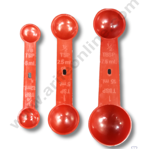 Cake Decor 3 Pieces Plastic Double Sided Measuring Spoon (Assorted Colour)