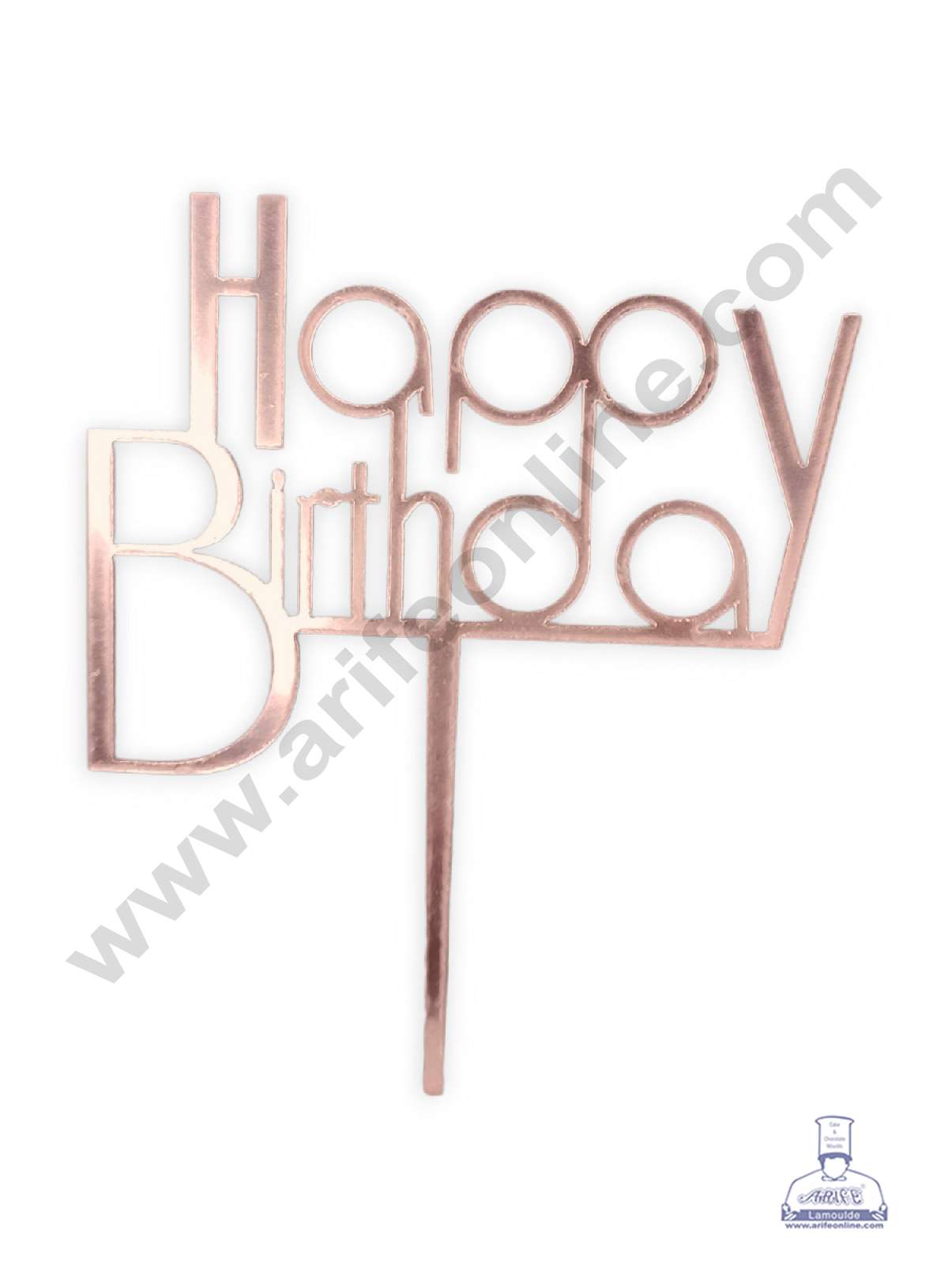 CAKE DECOR™ Pink Mirror Finishing Acrylic Happy Birthday Topper SBMT-N-029