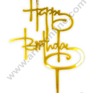 CAKE DECOR™ Gold Mirror Finishing Acrylic Happy Birthday Topper SBMT-N-031