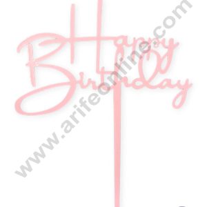 CAKE DECORβ’ Pink Acrylic Simple Happy Birthday Cake Topper SBMT-N-024
