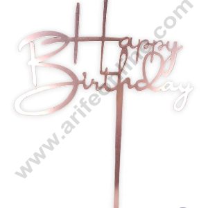 CAKE DECORβ’ Pink Mirror Finishing Acrylic Simple Happy Birthday Cake Topper SBMT-N-022
