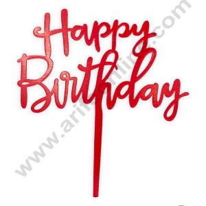 CAKE DECOR™ Red Acrylic Happy Birthday Cake Topper SBMT-N-013