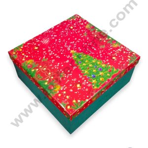 CAKE DECORβ’ Small Top Square Bottom Christmas Design Hard Gift Box | Hamper Box | Present Box (21 cm X 5 cm)